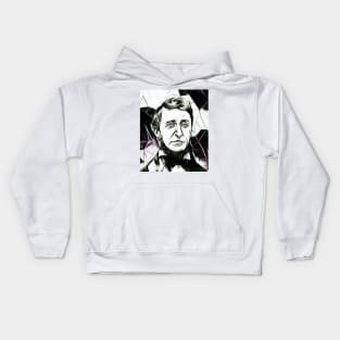 Henry David Thoreau Black and White Portrait | Henry David Thoreau Artwork 4 Kids Hoodie